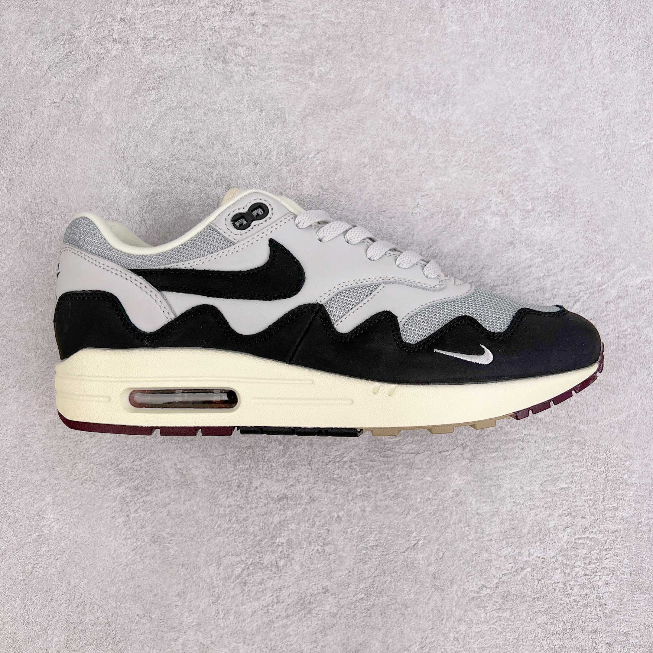 Patta Air Max 1 黑灰色 波浪纹 低筒 减震运动鞋 休闲鞋 板鞋 男鞋 女鞋 