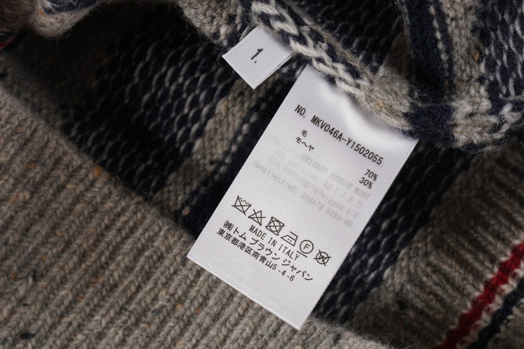 Thom Browne 条纹提花羊毛衫 燕麦灰 针织衫 开衫 毛衣 外套 长袖 男女同款 