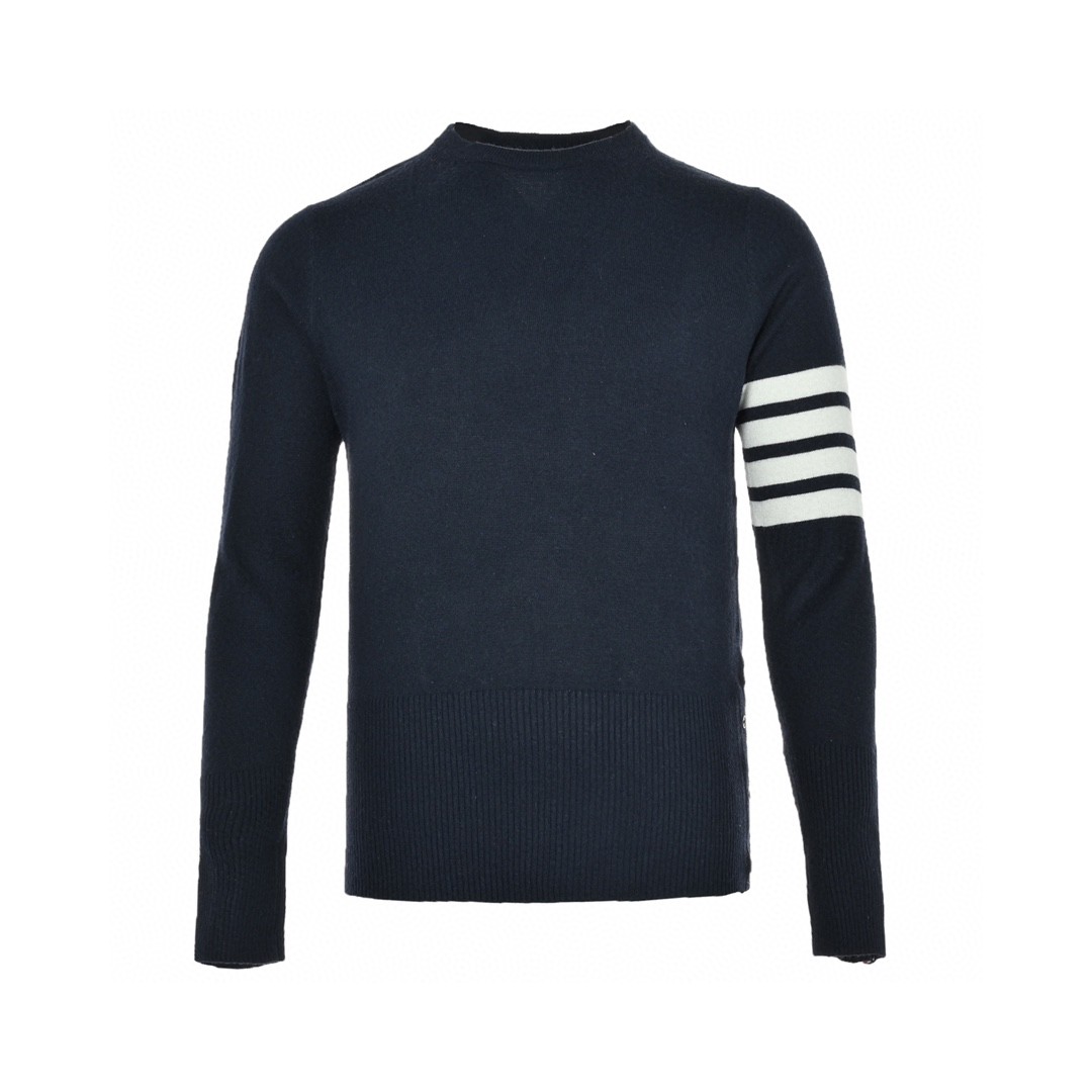 Thom Browne 经典四杠圆领羊毛衫 藏青色 套头 毛衣 长袖 秋冬款 男女同款 