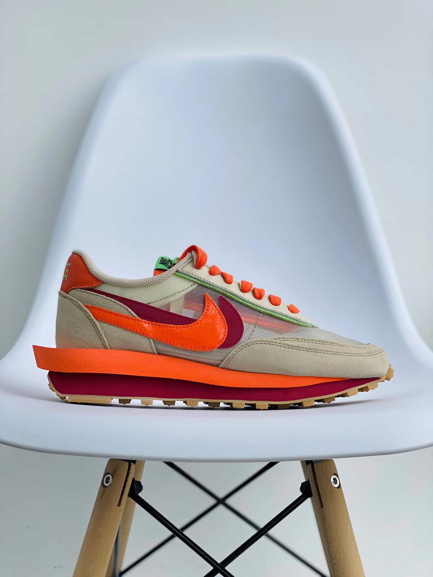 Clot Sacai LDV Waffl Orange Blaze 死亡之吻 三方联名 双勾 华夫 复古时鞋 休闲鞋 透气网面 运动鞋 男鞋厚底 女鞋增高 DH1347-100