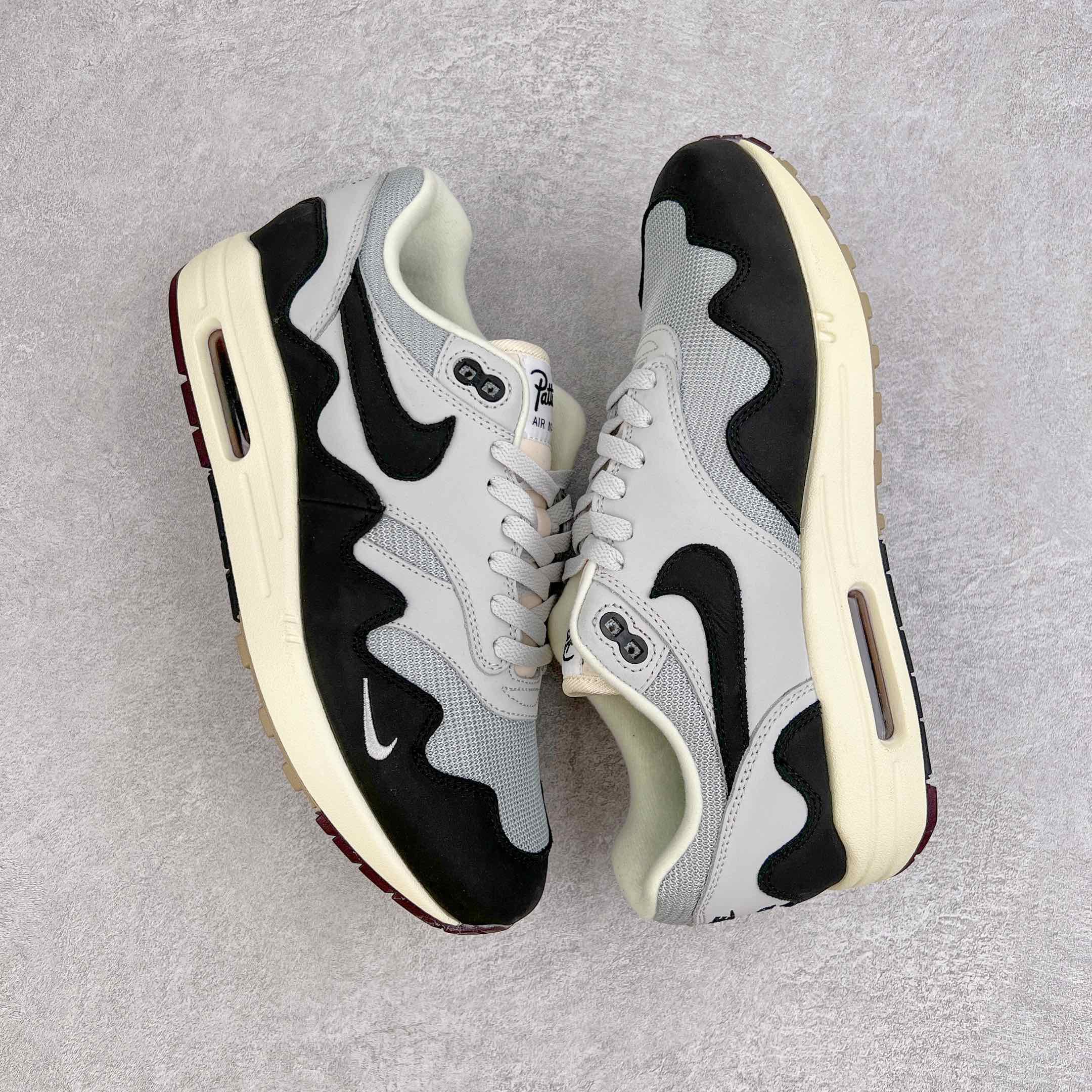 Patta Air Max 1 黑灰色 波浪纹 低筒 减震运动鞋 休闲鞋 板鞋 男鞋 女鞋 
