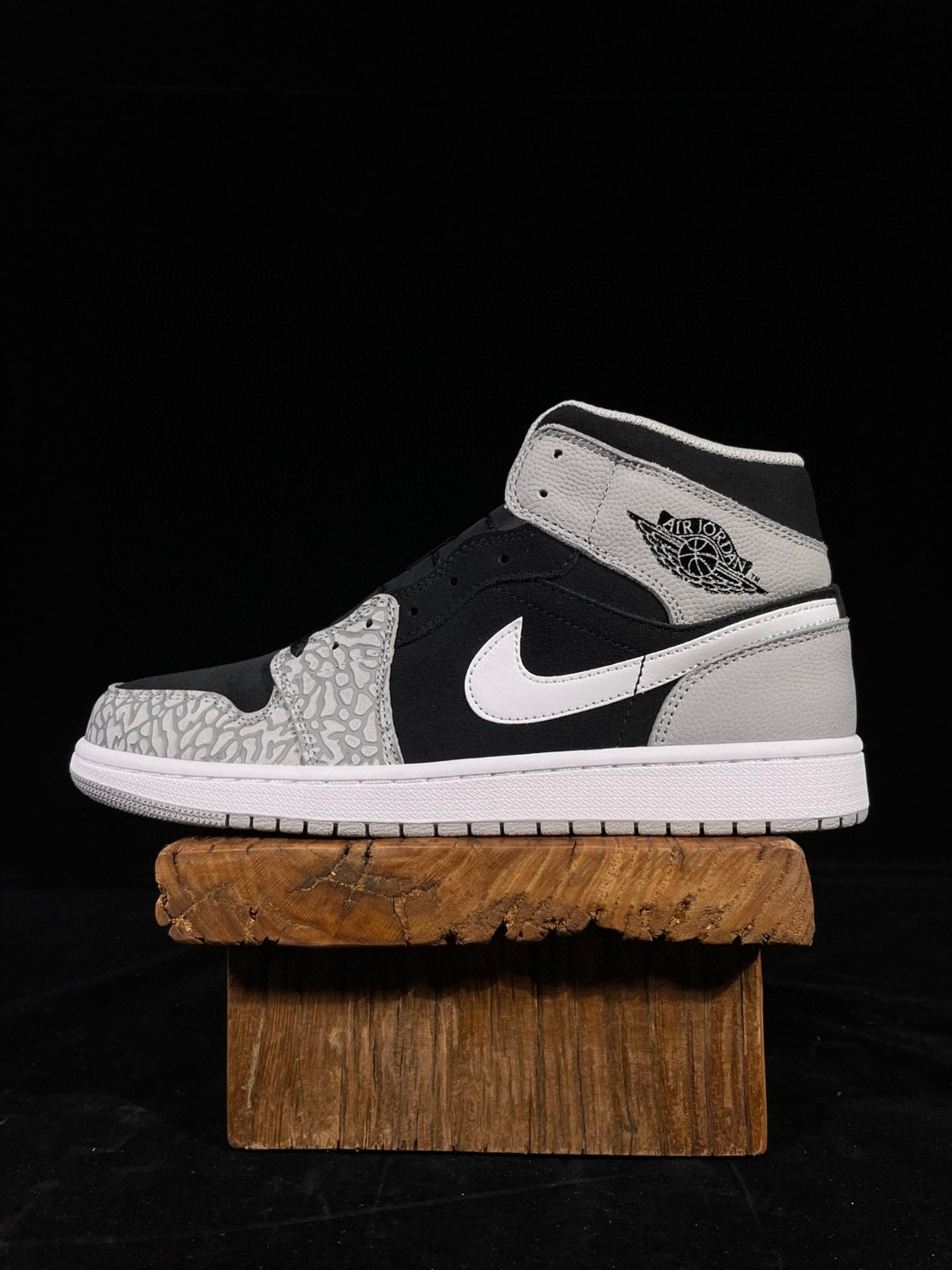Air Jordan 1 Mid AJ1 SE Elephant Toe 黑灰 爆裂纹 大象 篮球鞋 运动鞋 休闲鞋 男鞋 女鞋 DM1200-016