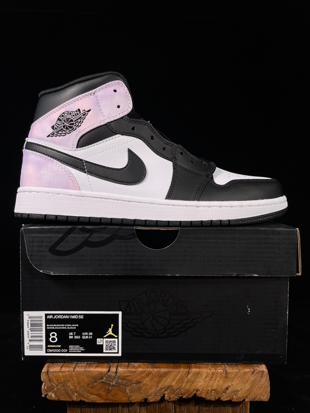 Air Jordan 1 Mid AJ1 SE Zen Master 黑白粉 扎染 篮球鞋 运动鞋 休闲鞋 男鞋 女鞋  DM1200-001