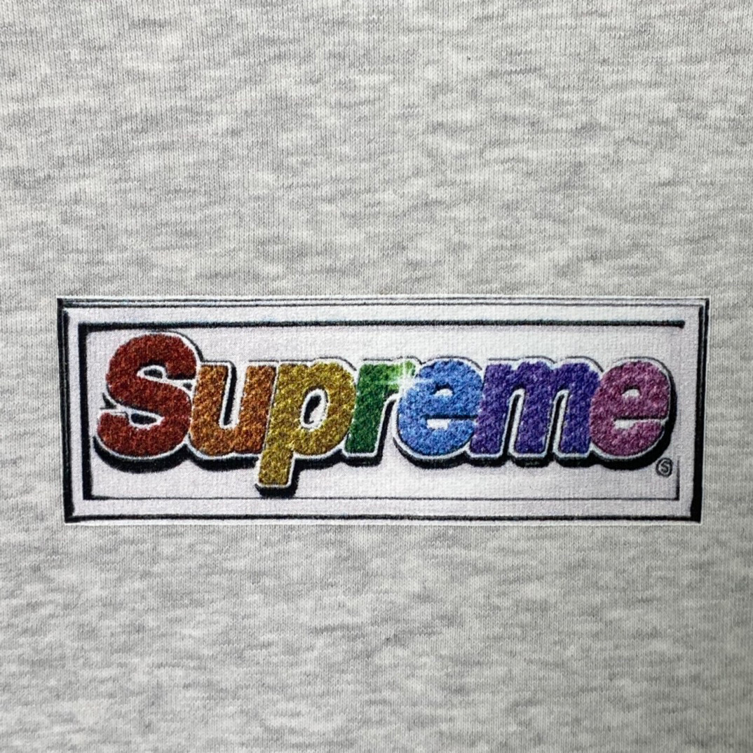  Supreme SS22  Week Bling Box Logo Hooded 灰白色 宝石 长袖 保暖 加绒 卫衣男女同款  