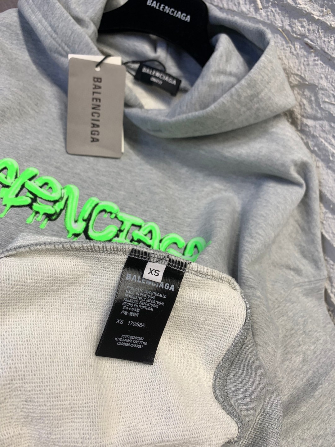 Balenciaga SS22 字母Logo 图案印花 灰色 连帽卫衣 套头卫衣 长袖 秋冬 男女同款 