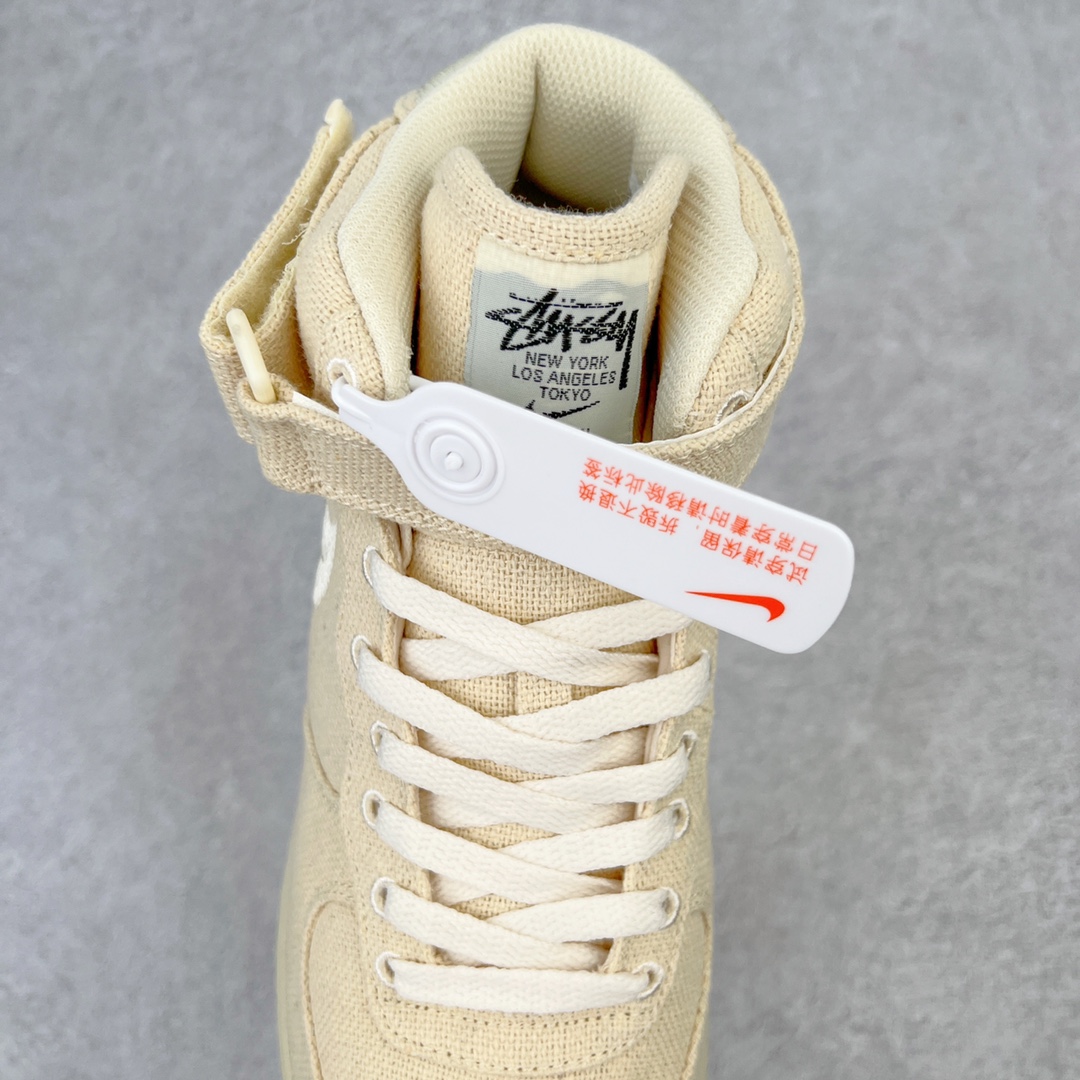 Stussy x Air Force 1 Mid  White Cool 斯图西 亚麻色 中筒 减震厚底 运动鞋 休闲鞋 板鞋 男鞋 女鞋  DJ7841-200