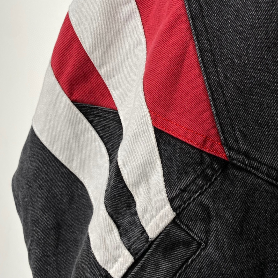 BALENCIAGA FW22 黑色 拼色立領 牛仔夾克 外套 長袖  秋冬保暖 男款 女款 