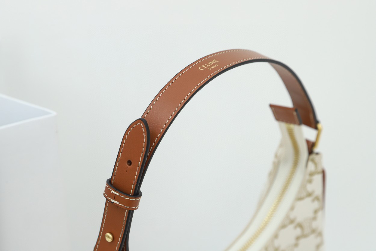 CELINE 赛琳 AVA 系列经典凯旋门老花满印 腋下 糖果色 白色 单肩包 可调节肩带 手提包 193952BZJ-01BC