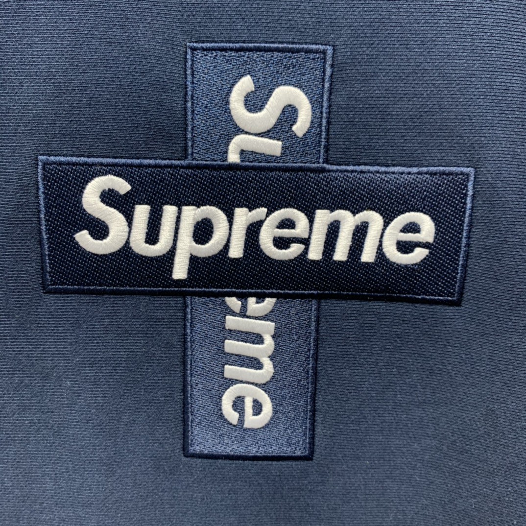 Supreme Week 15 Cross Box Logo Hooded Sweatshirt Logo 刺绣徽标 深蓝色 连帽卫衣 加绒加厚 宽松 男女同款 SUP-FW20-335