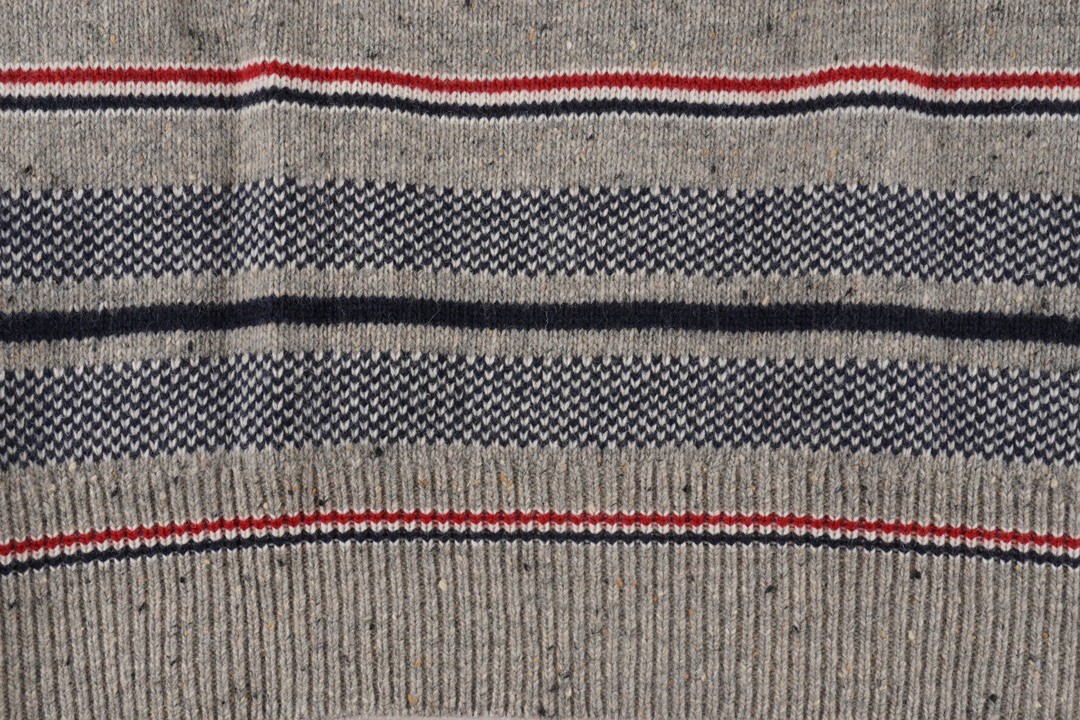 Thom Browne 条纹提花羊毛衫 燕麦灰 针织衫 开衫 毛衣 外套 长袖 男女同款 