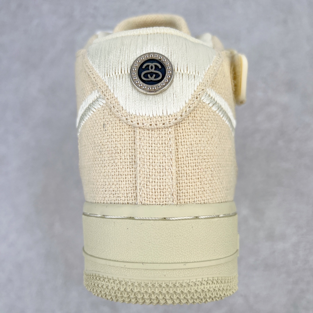 Stussy x Air Force 1 Mid  White Cool 斯图西 亚麻色 中筒 减震厚底 运动鞋 休闲鞋 板鞋 男鞋 女鞋  DJ7841-200