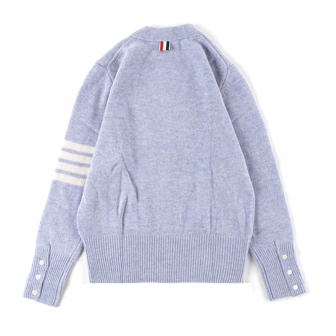 Thom Browne 21FW 四条纹单排扣羊毛衫 浅紫色 针织衫 开衫 毛衣 外套 长袖 男女同款 