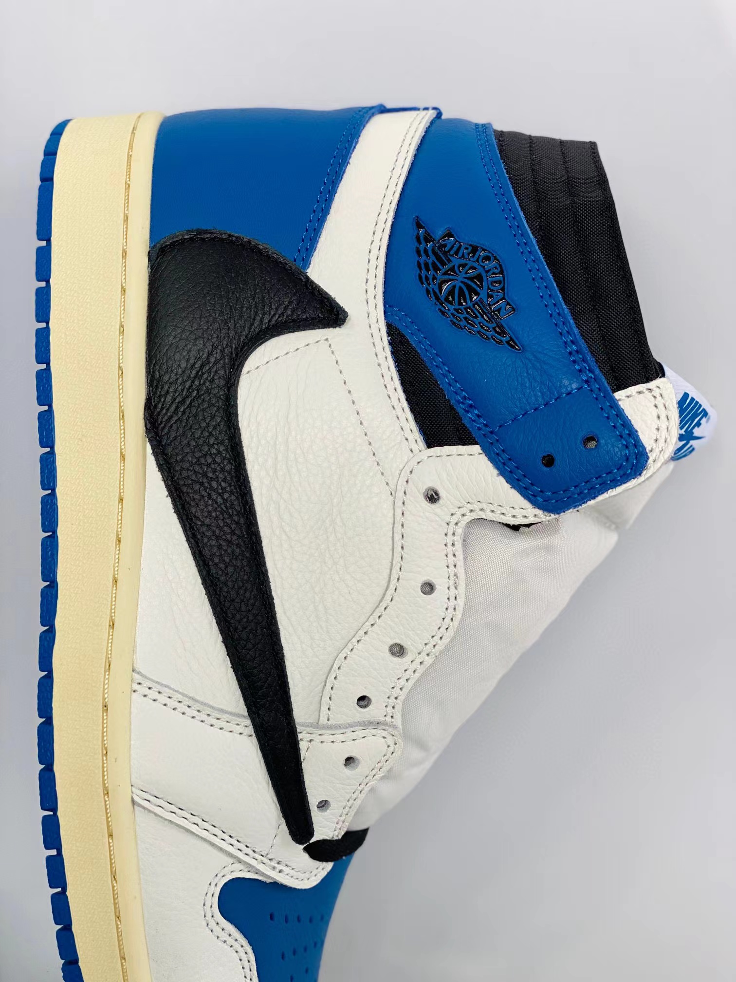 Travis Scott Fragment Design Air Jordan 1 AJ1 Retro OG SP Military Blue 闪电 倒钩 藤原浩 三方联名高筒 休闲鞋 女鞋 男鞋 板鞋 DH3227-105