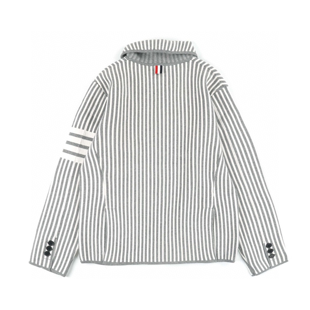 Thom Browne 22FW 条纹西装外套 灰色 长袖 秋冬款 男女同款 