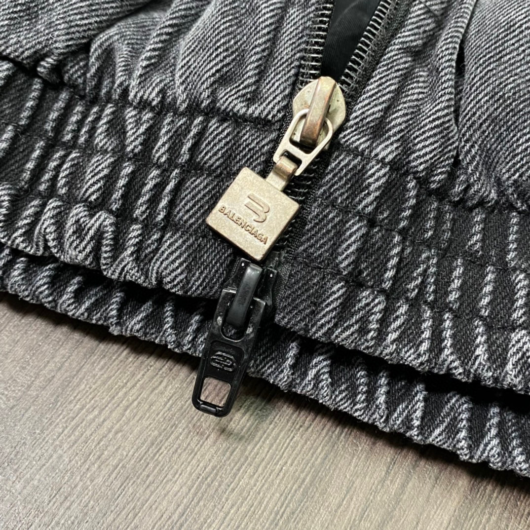 BALENCIAGA FW22 黑色 拼色立領 牛仔夾克 外套 長袖  秋冬保暖 男款 女款 