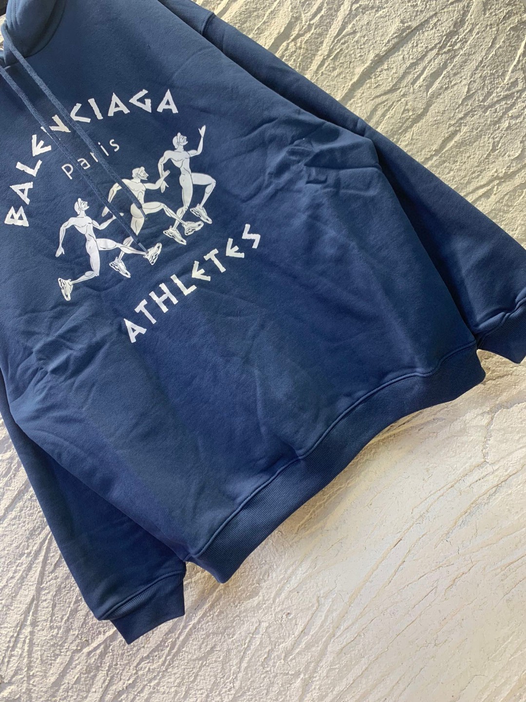 Balenciaga SS21 马拉松运动员 印花 蓝色 连帽卫衣 套头卫衣 长袖 秋冬 男女同款 641679TJVI74866