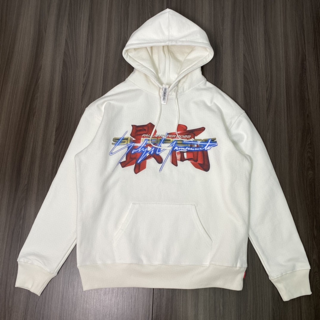 Supreme FW22 Week 4 Supreme x Yohji Yamamoto 山本耀司联名款字母印花 黑色 白色 连帽卫衣 套头 长袖 秋冬 男女同款  SUP-FW22-412