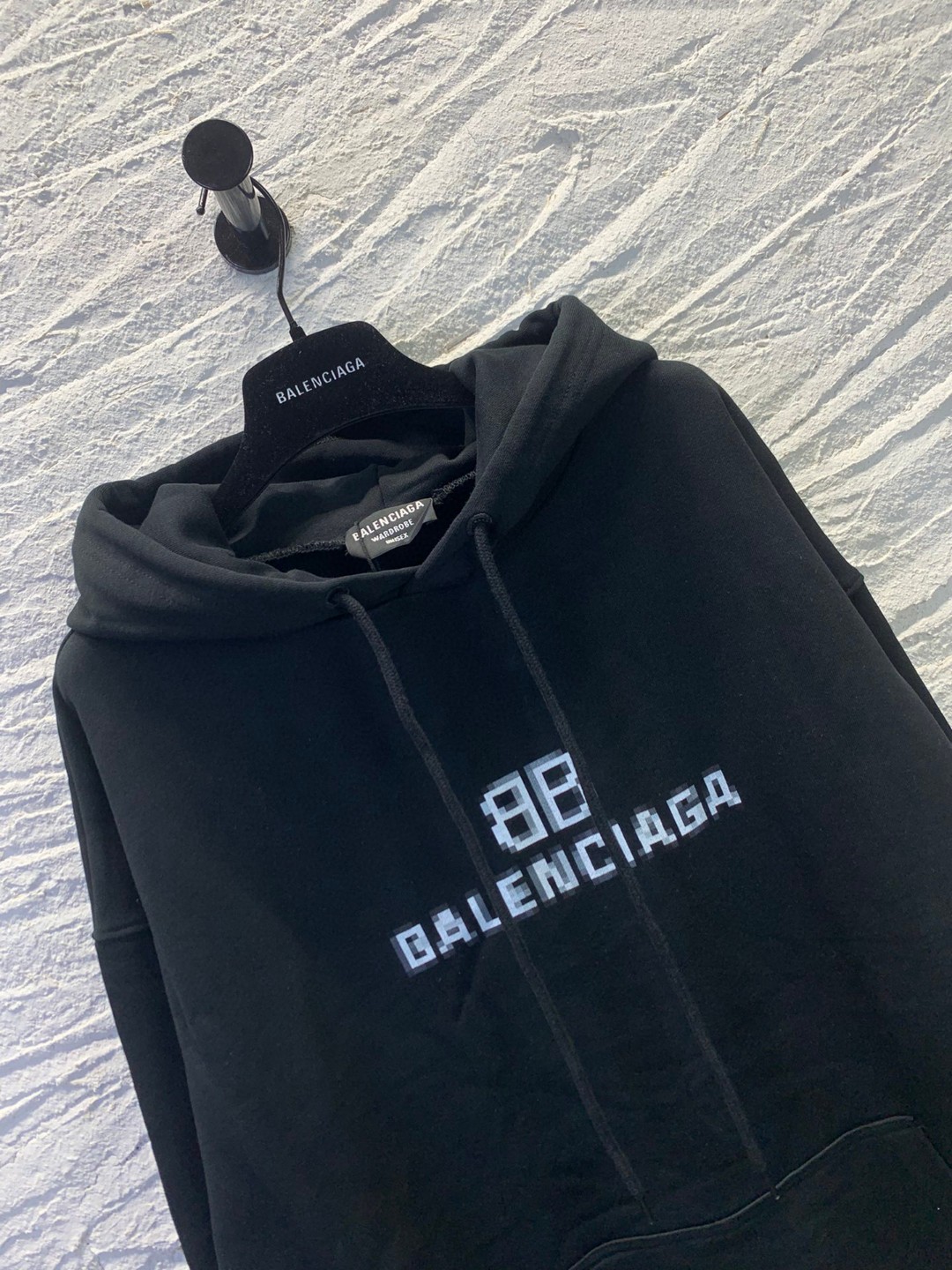 Balenciaga Bb Pixel 字母Logo 黑色 连帽卫衣 套头卫衣 长袖 秋冬 男女同款 578135TKVI81070