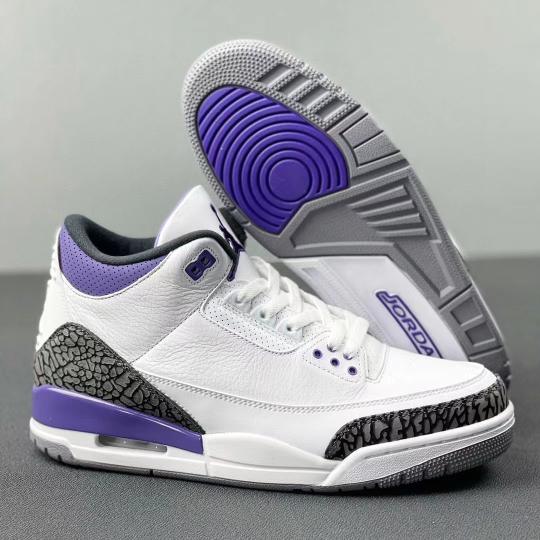 Air Jordan 3 Retro Dark Iris  AJ3 白紫 低筒 休闲鞋 篮球鞋 板鞋 男鞋 CT8532-105