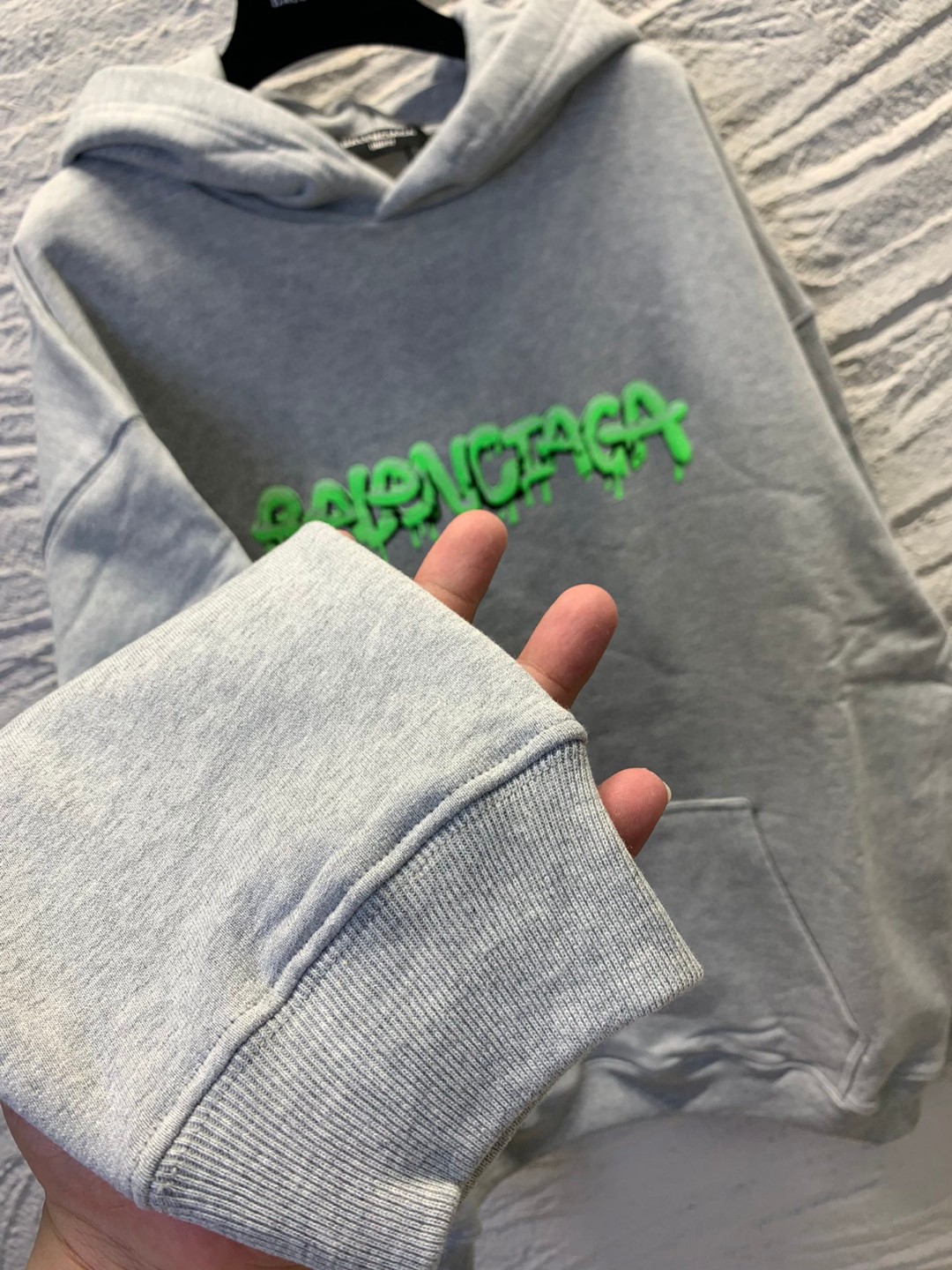 Balenciaga SS22 字母Logo 图案印花 灰色 连帽卫衣 套头卫衣 长袖 秋冬 男女同款 