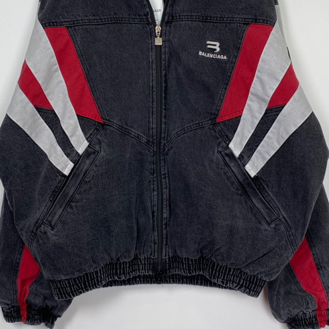 BALENCIAGA FW22 黑色 拼色立領 牛仔夾克 外套 長袖  秋冬保暖 男款 女款 