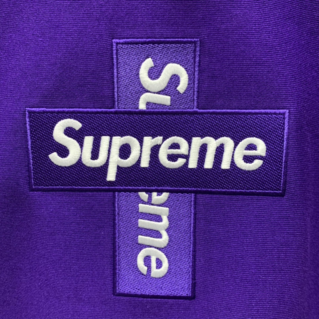 [Copy]Supreme Week 15 Cross Box Logo Hooded Sweatshirt Logo 刺绣徽标 紫色 连帽卫衣 加绒加厚 宽松 男女同款 SUP-FW20-335