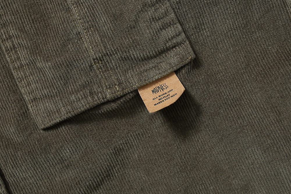 MADNESS 日系 加厚灯芯绒  灰色 衬衫 外套 长袖 秋冬季 休闲 男女同款