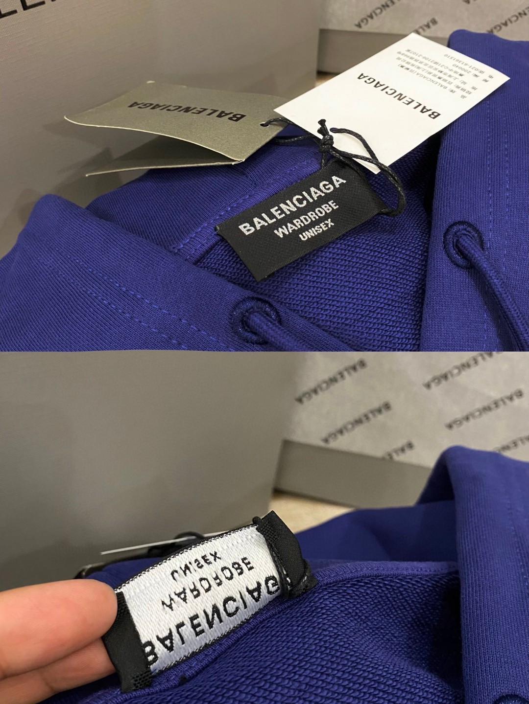 Balenciaga 巴黎世家 可乐 印花波浪 Logo 深蓝色 连帽卫衣 套头卫衣 长袖 秋冬 男女同款 