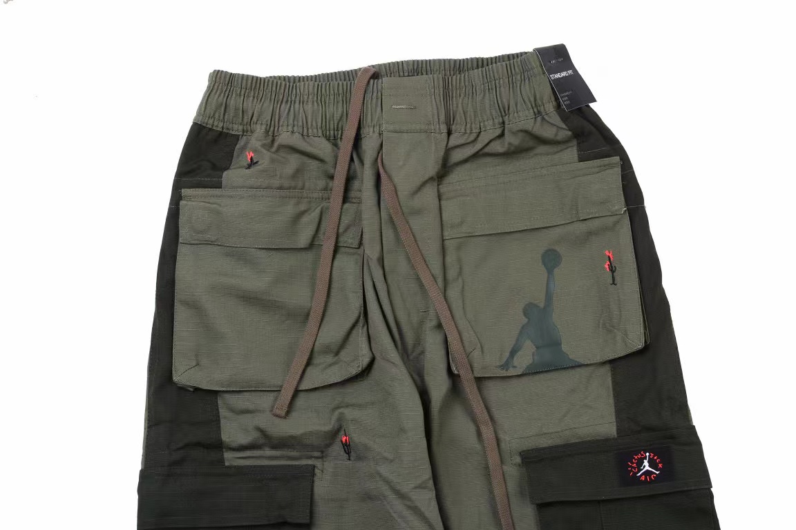 Air Jordan 6 Travis Scott  綠色 聯名 多口袋工裝休閒褲 長褲 直筒褲 棉褲 中腰 春秋款 男款 CQ4394-222