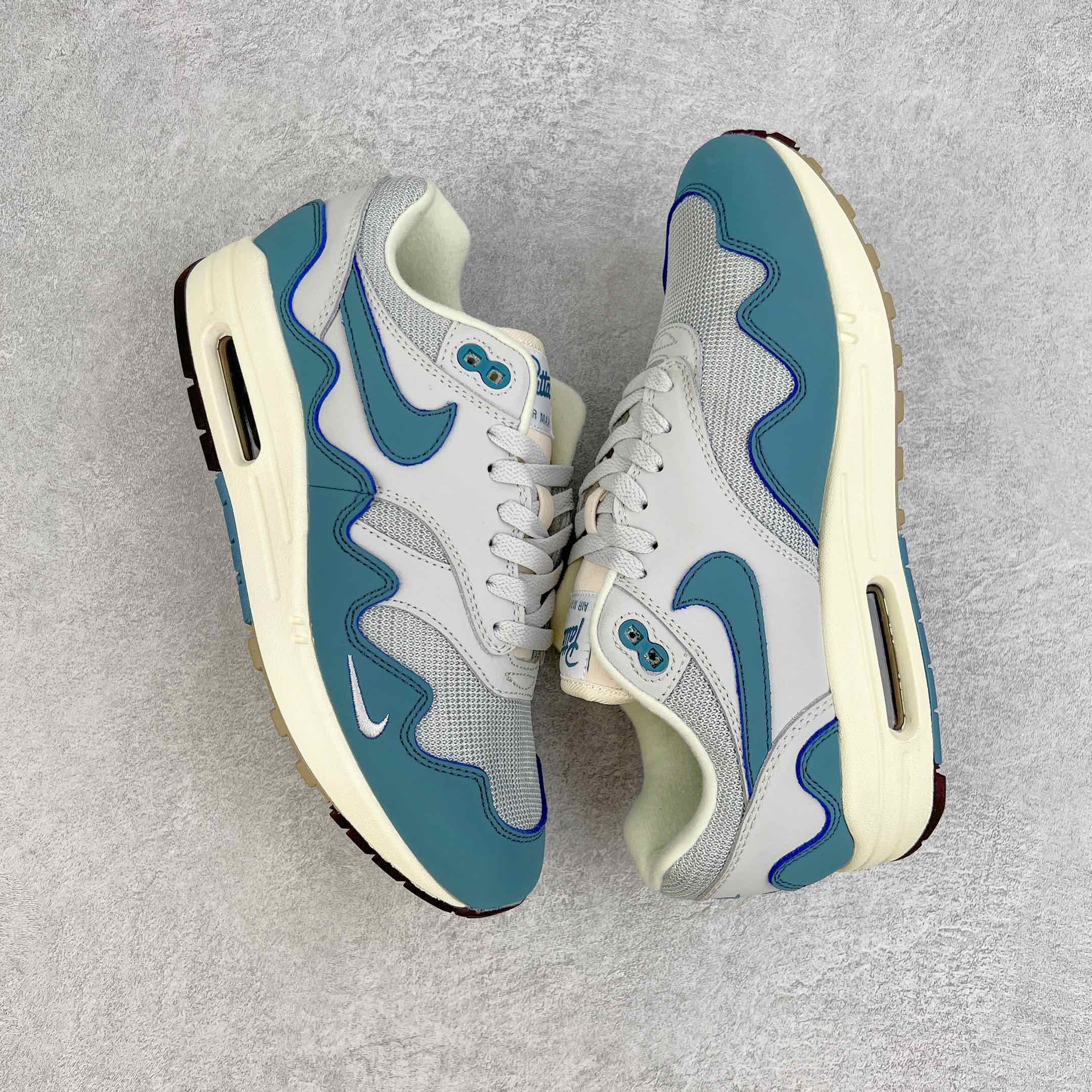 Patta Air Max 1  Aqua Noise 灰蓝 波浪纹 低筒 减震运动鞋 休闲鞋 板鞋 男鞋 女鞋 AO1021-023