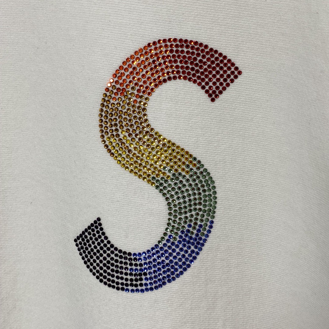 Supreme Week 6 Swarovski 联名款 S Logo Hooded Sweatshirt S 水钻徽标 黑色 白色 连帽卫衣 加绒 宽松 男女同款 SUP-SS21-583