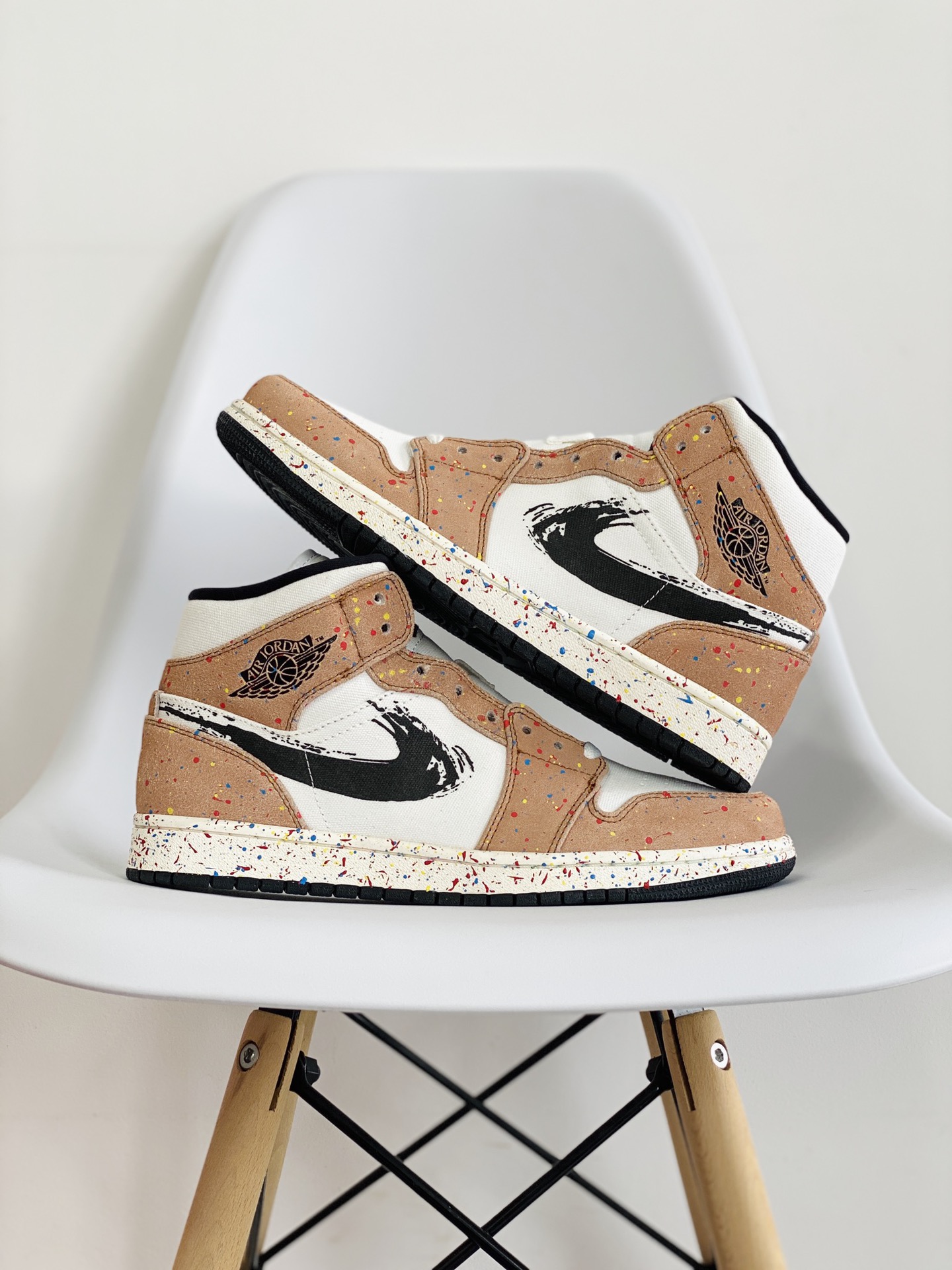 Air Jordan 1 Mid AJ1 Splatter 水彩潑墨 休闲鞋 女鞋 男鞋 情侣鞋 板鞋  DA8005-100