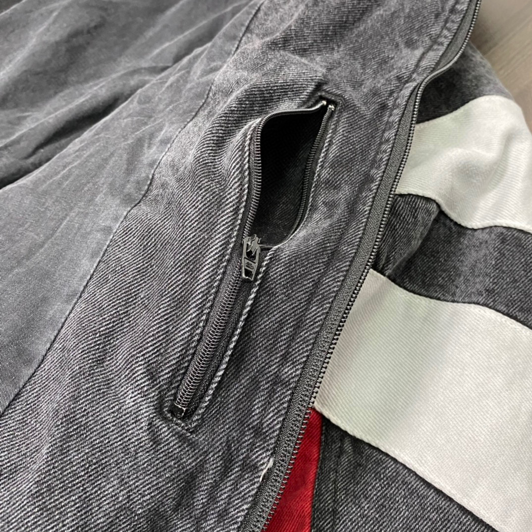 BALENCIAGA FW22 黑色 拼色立領 牛仔夾克 外套 長袖  秋冬保暖 男款 女款 