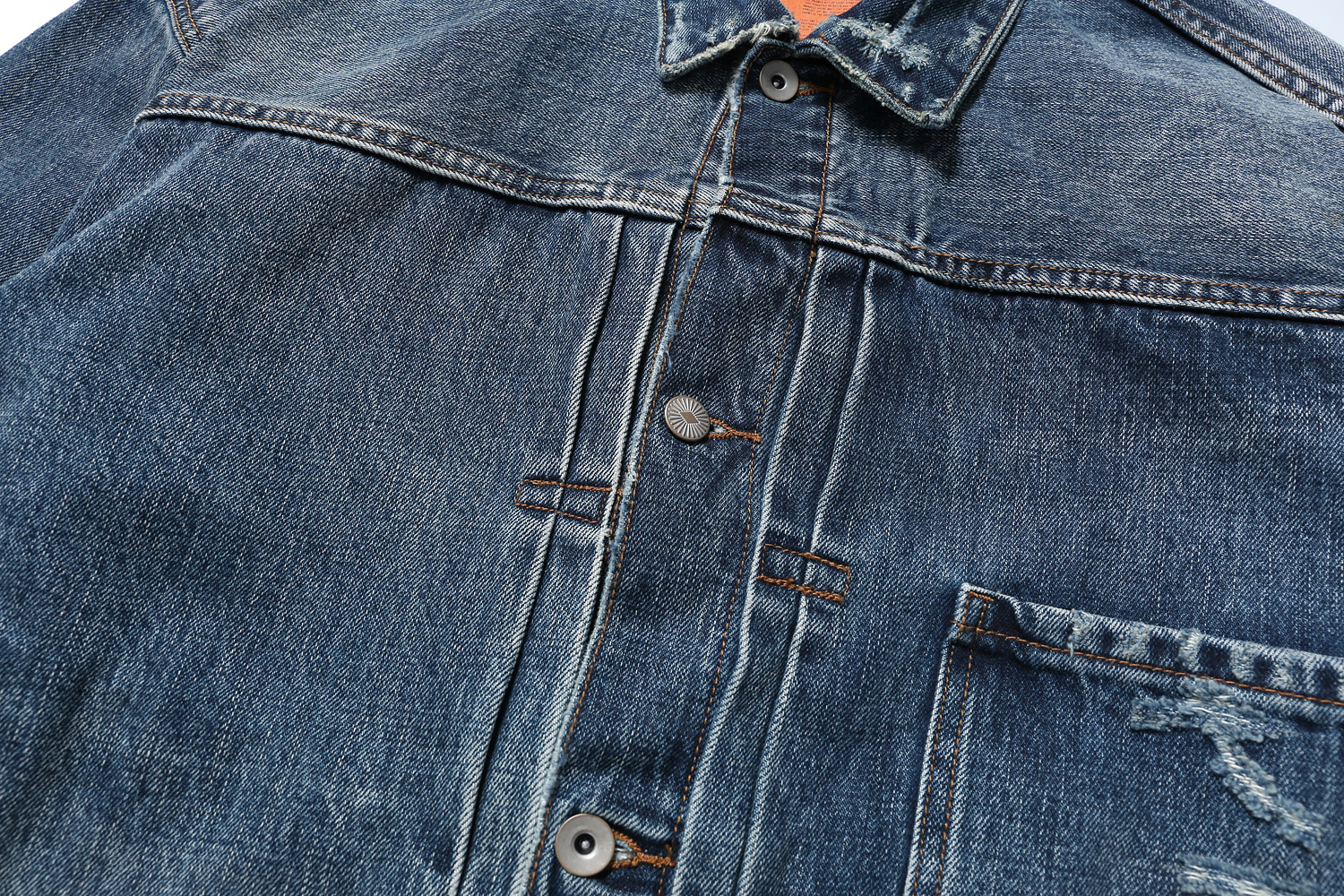 MADNESS 21AW JACKET 牛仔外套 蓝色 领口破坏水洗 日系 外套长袖 秋冬季 休闲 男女同款