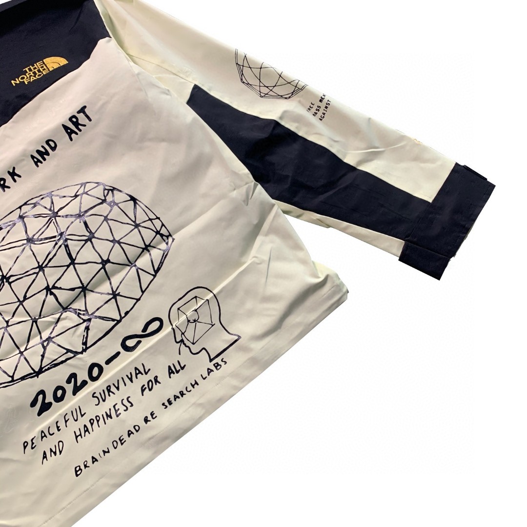 The North Face x Brain Dead 联名款 Printed Mountain Jacket 浅黄色 北面 脑死亡涂鸦冲锋衣 夾克 防水 防風 外套 男款 女款 NF0A4QR9N9Q