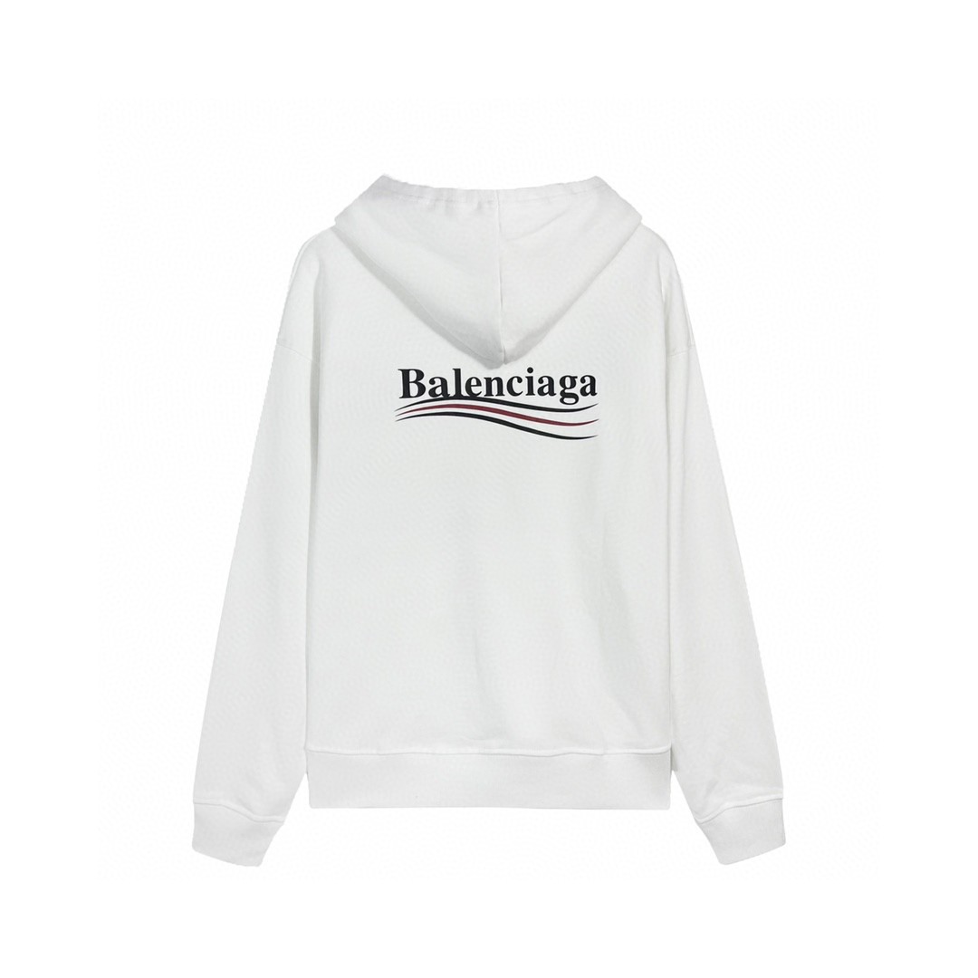 Balenciaga Political Campaign 巴黎世家 可乐 波浪 Logo 白色 连帽卫衣 套头卫衣 长袖 秋冬 男女同款 600583TIV539040
