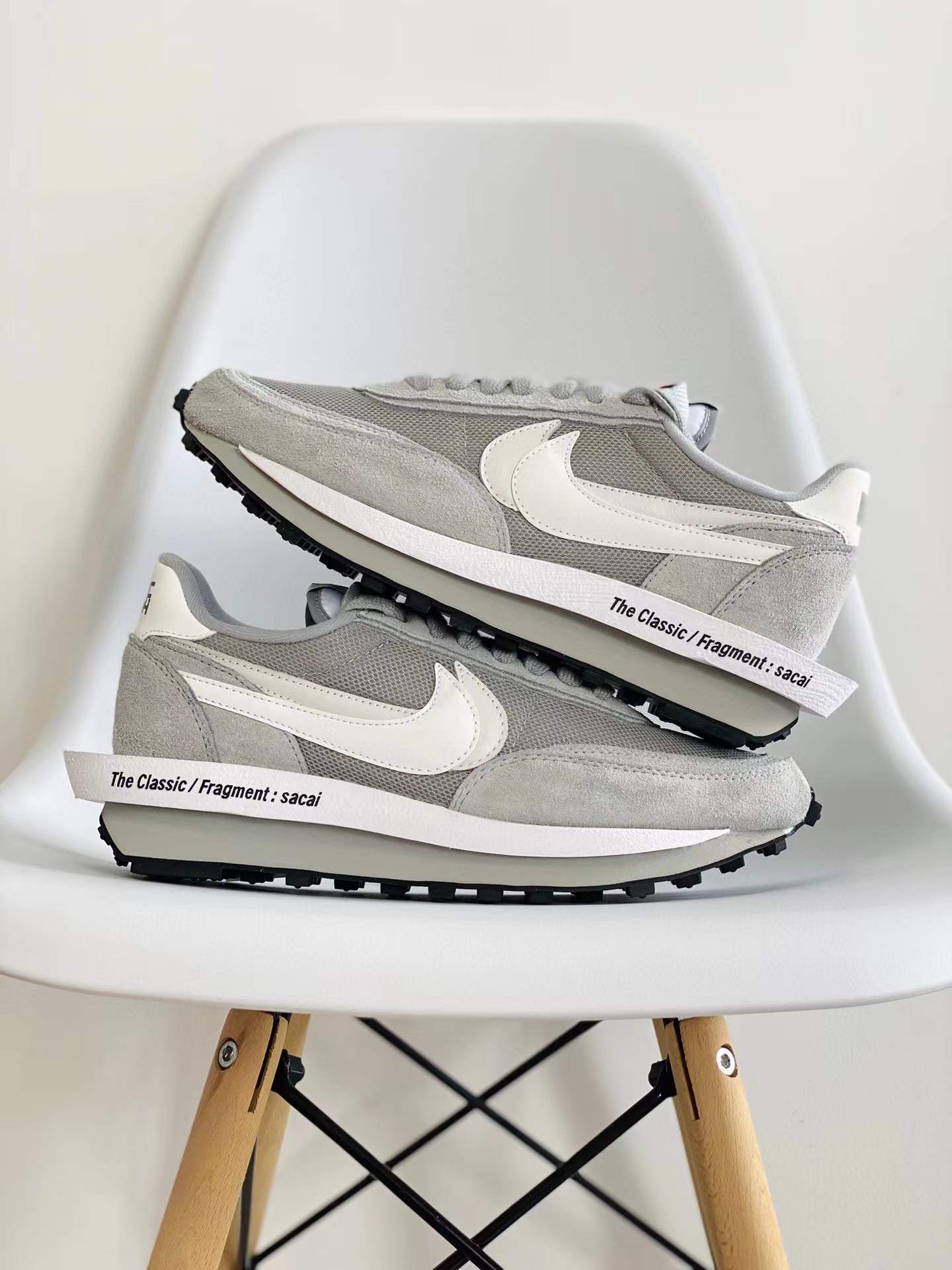 Fragment design x Sacai x NK LDV Waffle Daybreak 藤原浩闪电三方联名 灰色复古 休闲鞋 透气网面 运动鞋 男鞋厚底 女鞋增高 DH2684-001