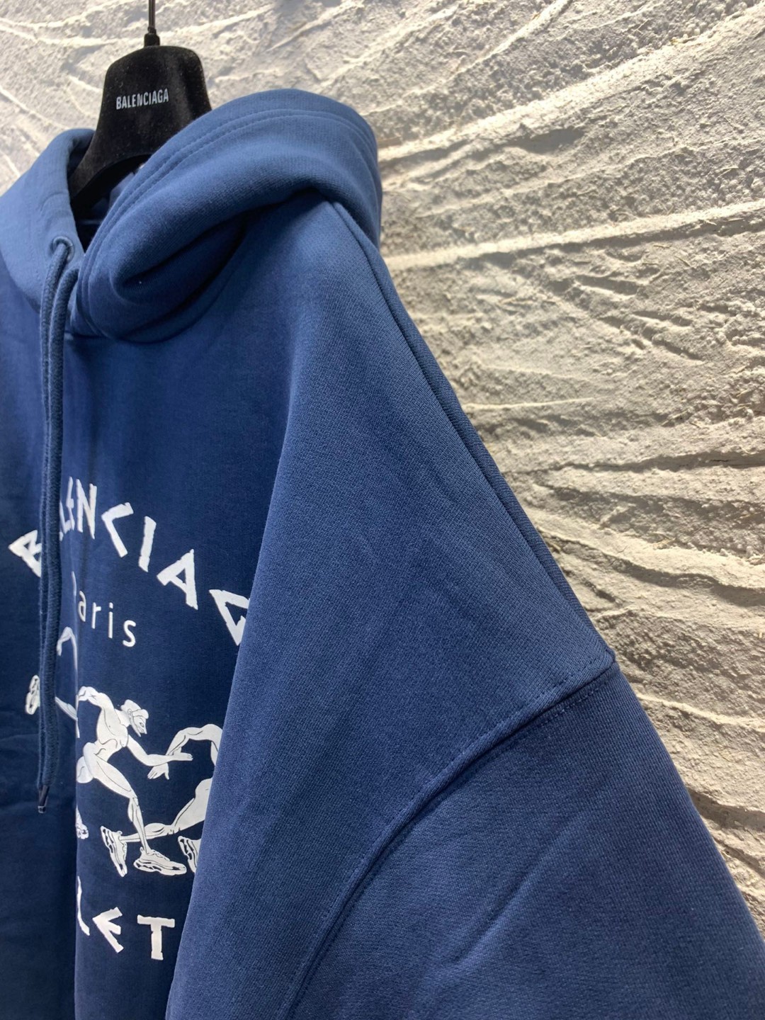 Balenciaga SS21 马拉松运动员 印花 蓝色 连帽卫衣 套头卫衣 长袖 秋冬 男女同款 641679TJVI74866