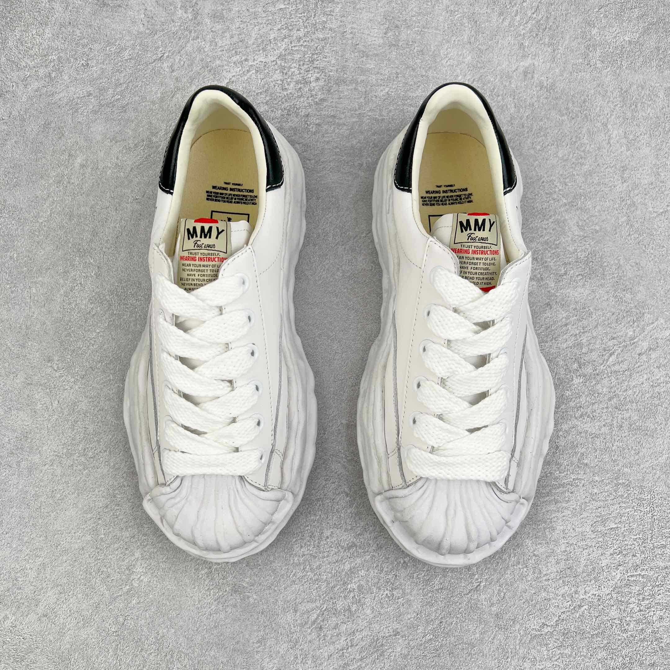MIHARA YASUHIRO Original MMY 三原康裕 白色 皮面 水洗做旧 低筒 溶胶鞋 帆布鞋 板鞋 休闲鞋 增高鞋 男鞋 女鞋 