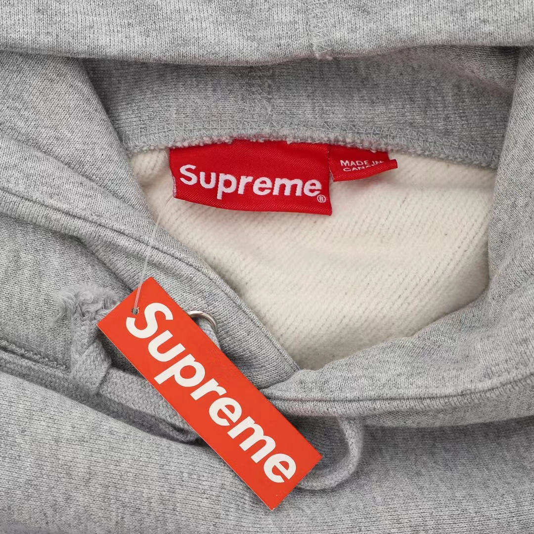 Supreme 19FW Bandana Box Logo Hooded 灰色 腰果花刺绣 长袖 保暖 加绒 卫衣男女同款 SUP-FW19-10830