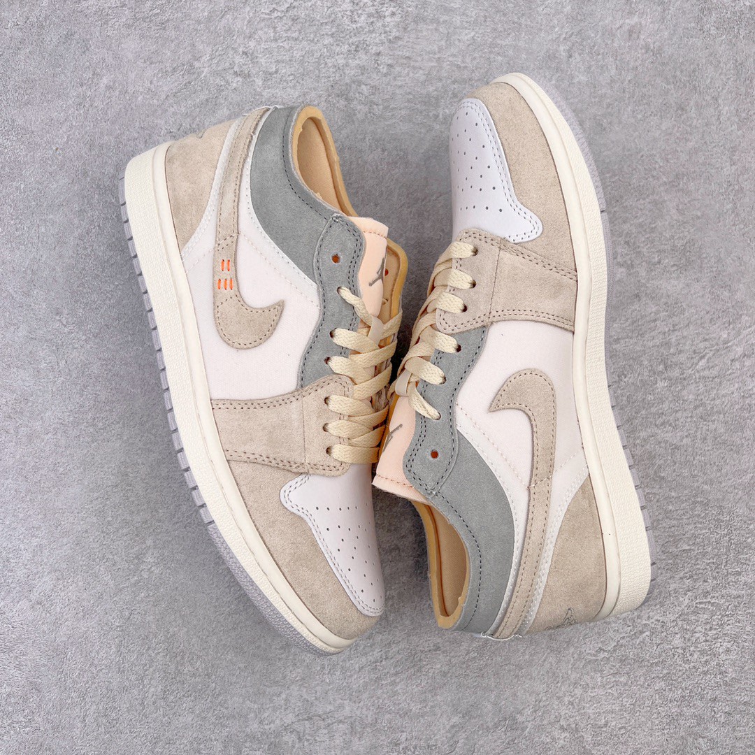 Air Jordan 1 Low AJ1 SE Craft White and Phantom 白灰 拼接 低筒 板鞋 休闲鞋 女鞋 男鞋 DN1635-100