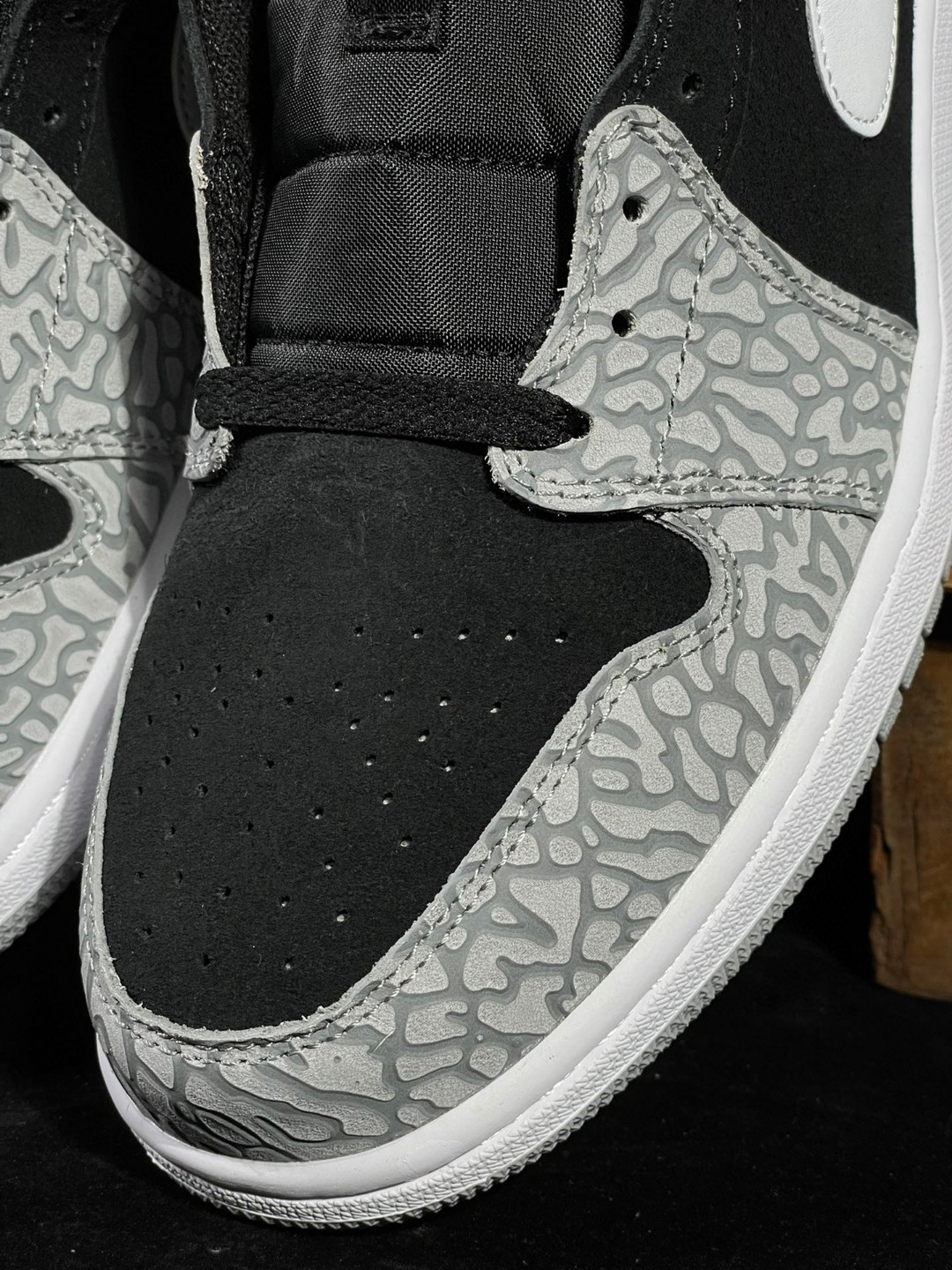 Air Jordan 1 Mid AJ1 SE Elephant Toe 黑灰 爆裂纹 大象 篮球鞋 运动鞋 休闲鞋 男鞋 女鞋 DM1200-016