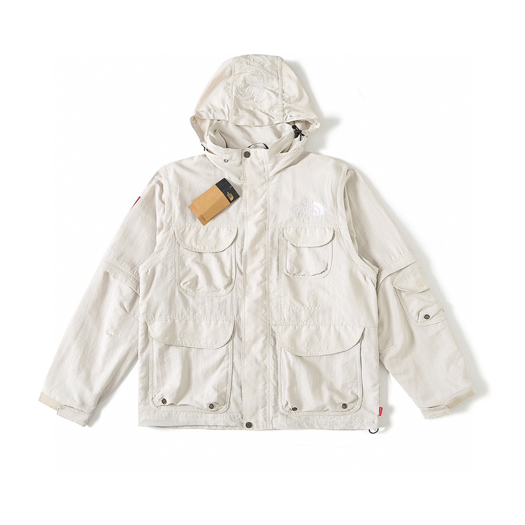 Supreme SS22 Week 16 THE NORTH FACE 联名款 Trekking Convertible Jacket 可拆卸夹克 花色 黑色 白色 连帽外套 风衣 秋冬款 男女同款 SUP-SS22-879