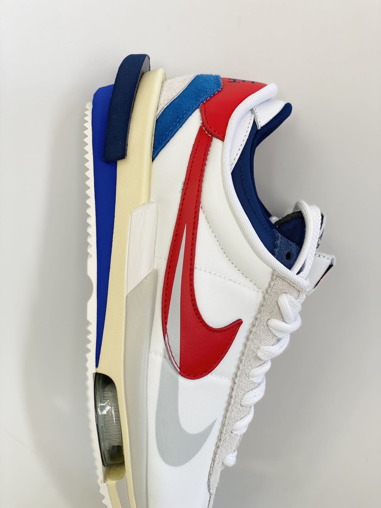 Sacai x Cortez 4.0 白红蓝 解构 低筒 复古休闲鞋 跑步鞋 板鞋 男鞋 女鞋 DQ0581-100