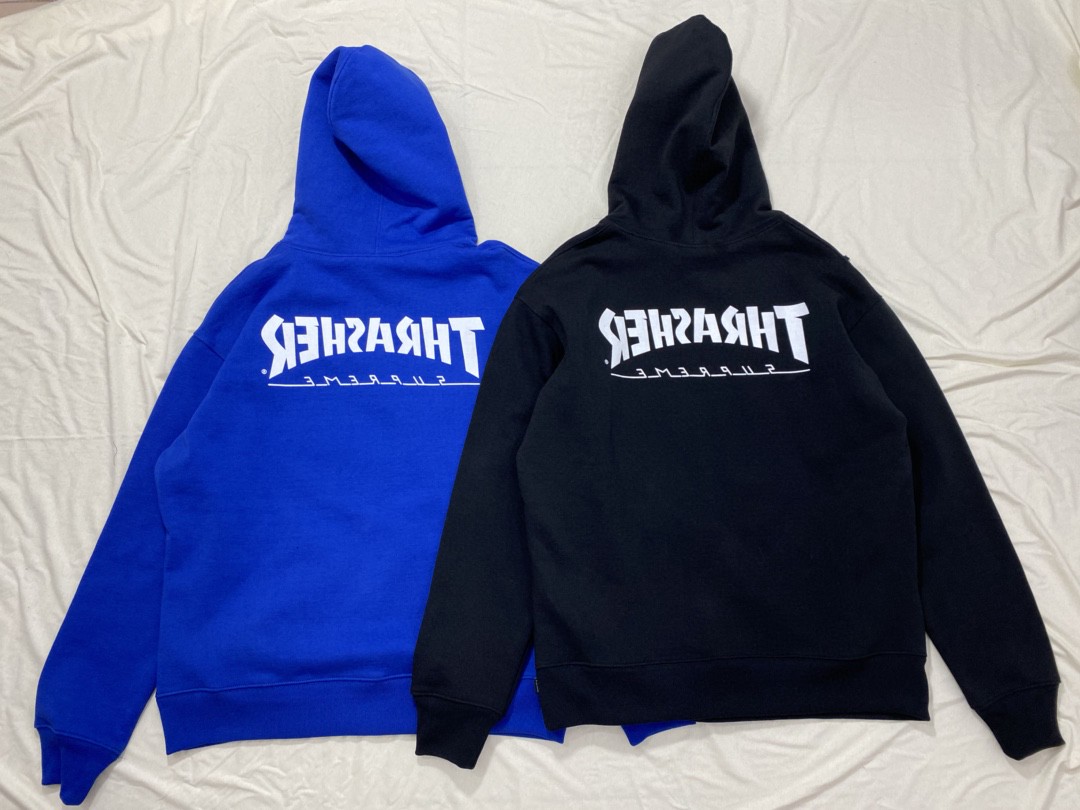 Supreme Week 5 Thrasher 联名款 Hooded Sweatshirt  黑色 蓝色 滑板连帽卫衣 加绒 套头 宽松 男女同款 SUP-FW21-203