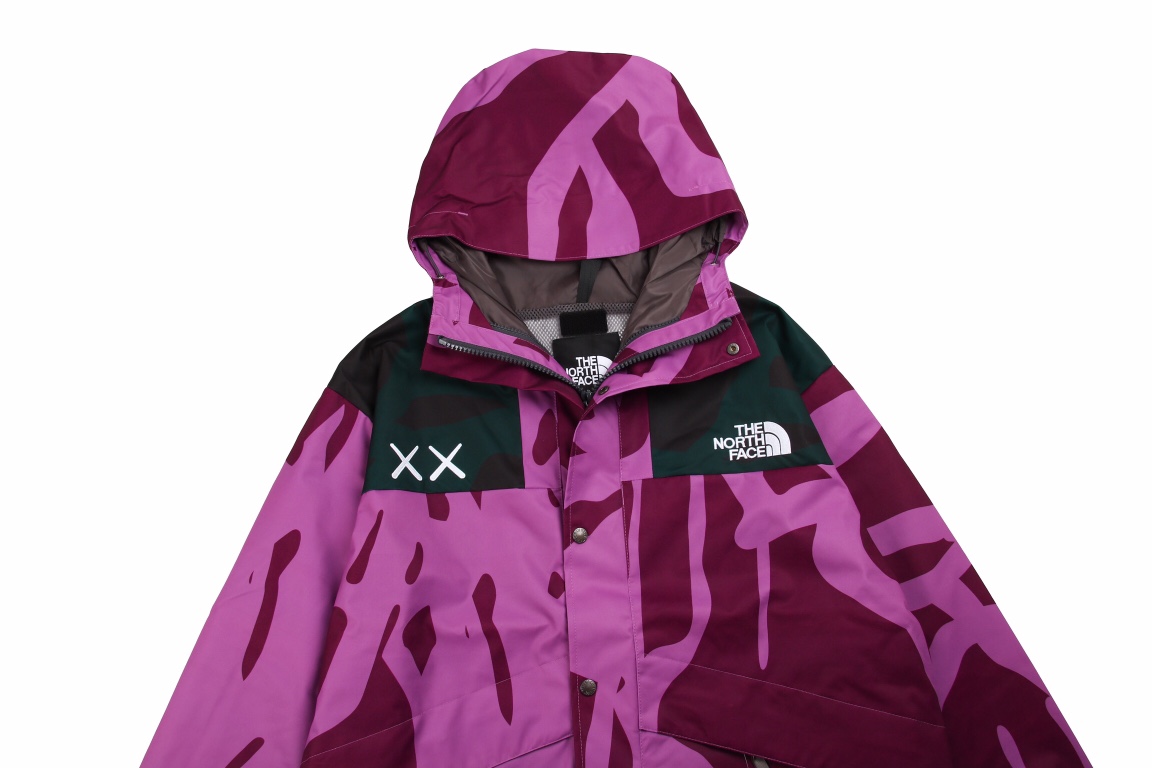 The North Face KAWS 1986 mOUTAIN Jacket 聯名款 紫色 戶外拼色连帽冲锋衣 夾克 防水 防風 透氣 外套 男款 女款 NF0A7WLW-764