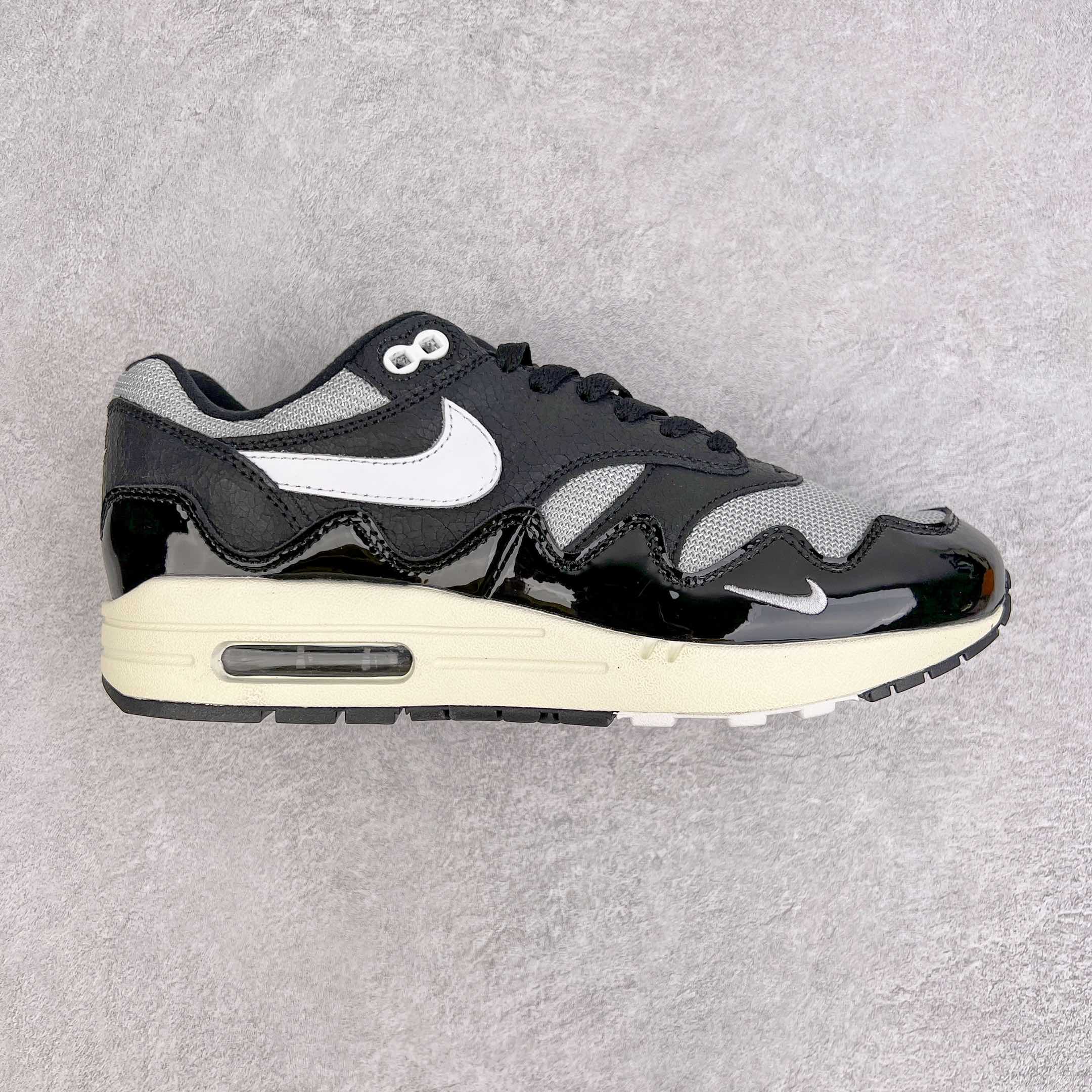 Patta Air Max 1 黑灰色 波浪纹 低筒 减震运动鞋 休闲鞋 板鞋 男鞋 女鞋 