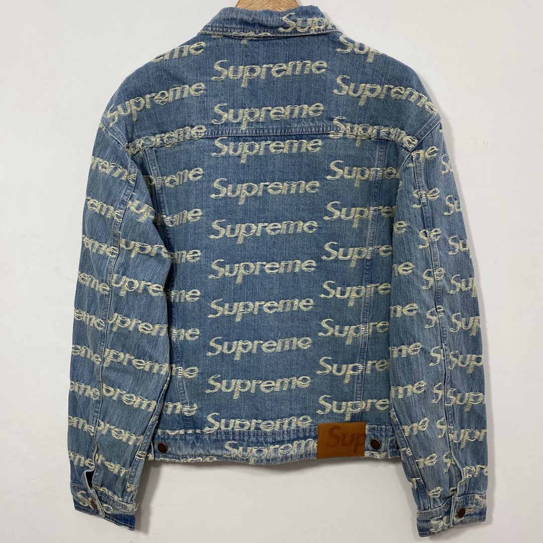 Supreme Week 10 Frayed Logos Denim Trucker Jacket 破坏徽标满印 Logo 蓝色 牛仔外套 