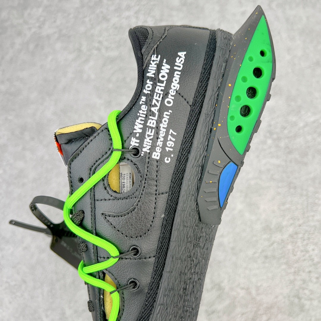 Off-White Blazer Low‘77 White and Electro Green 黑绿 解构 低筒 板鞋 休闲鞋 男鞋 女鞋 DH7863-001