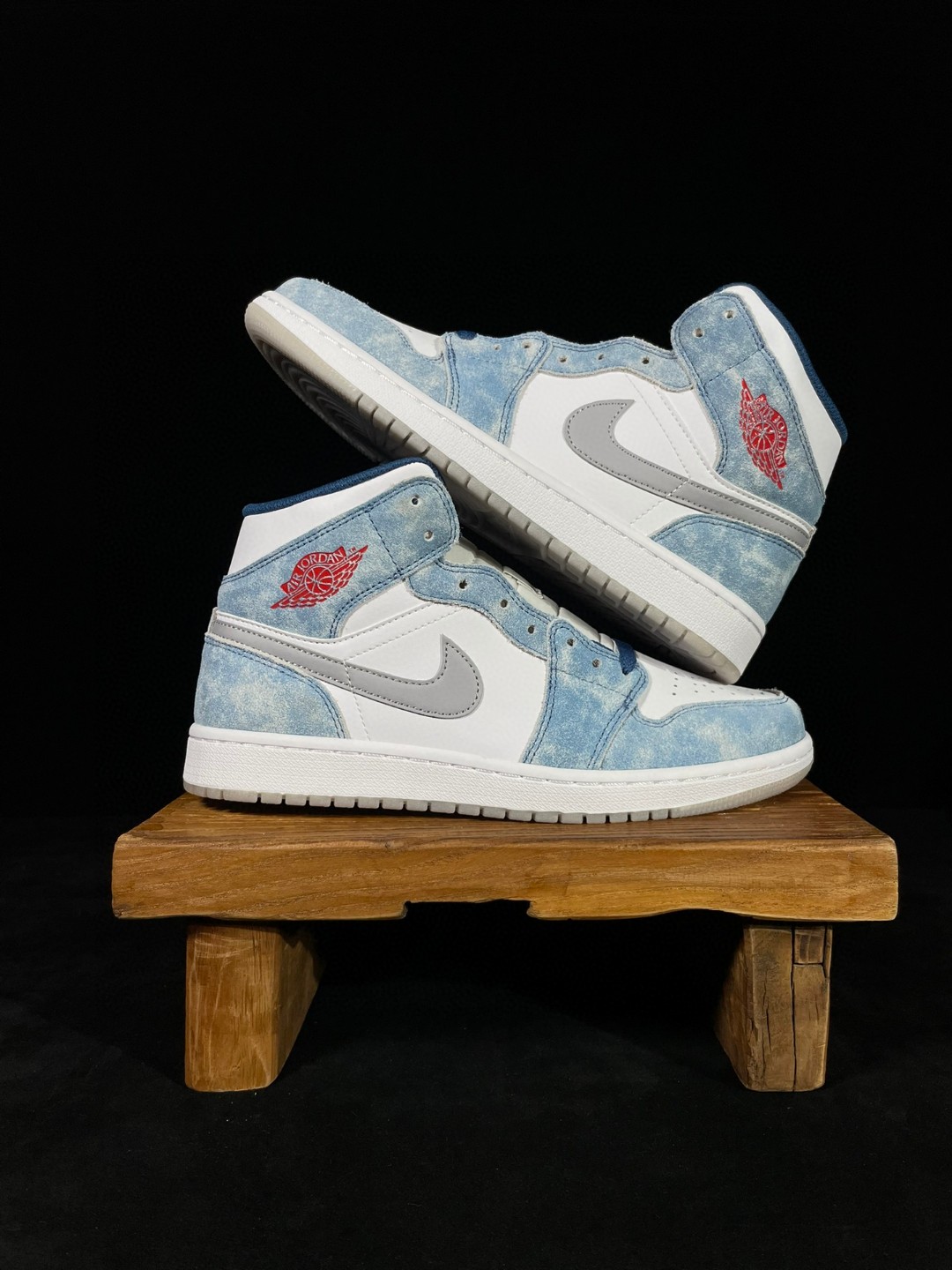 Air Jordan 1 Mid AJ1 SE 白蓝 水洗 篮球鞋 运动鞋 休闲鞋 男鞋  DN3706-401